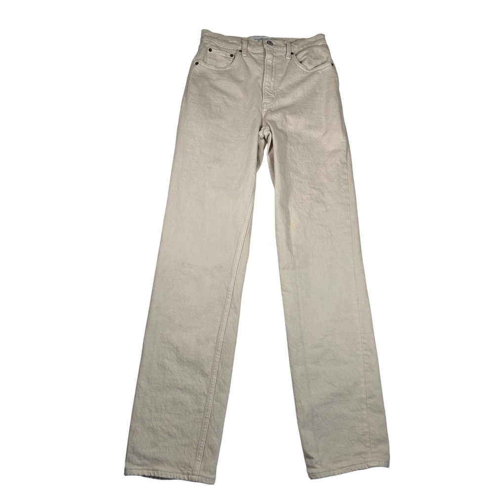 Abercrombie & Fitch 90s Straight Ultra High Rise Jeans Cream 26L Long Neutral